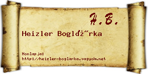 Heizler Boglárka névjegykártya
